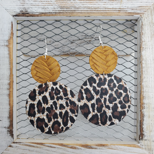 Chocolate Cheetah Leather Earrings