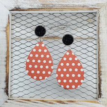 Load image into Gallery viewer, Orange &amp; White Polka Dot Leather Earrings Collection
