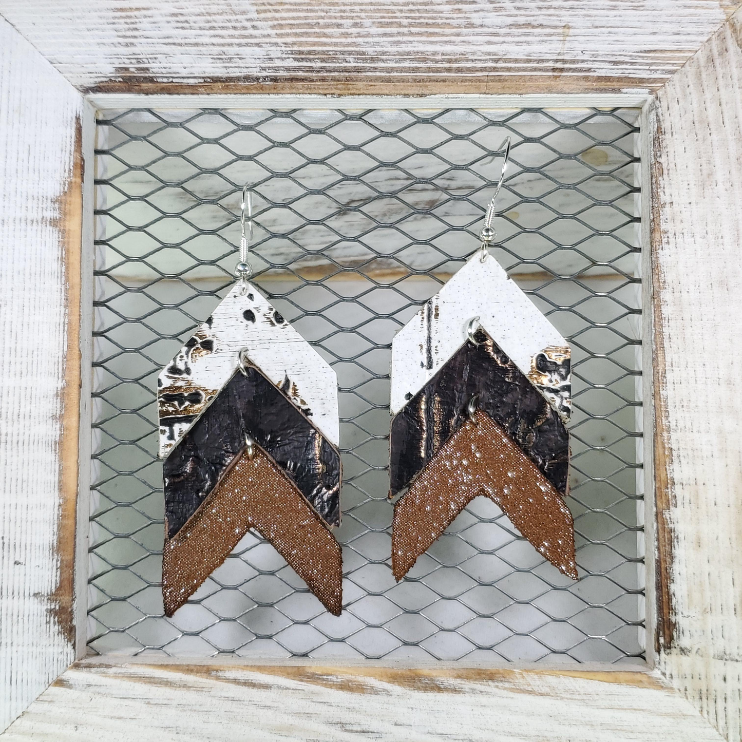 White Wildwood Leather Earrings