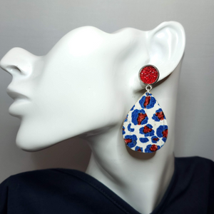 Patriotic Leopard Cork/Leather Earrings