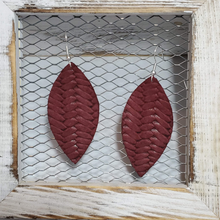 Load image into Gallery viewer, Wine Braided Leather Earrings
