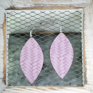 Lilac Braided Leather Earrings