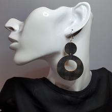 Load image into Gallery viewer, Black Plaid Cork/Leather Earrings
