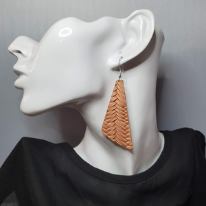 Peach Braided Leather Earrings