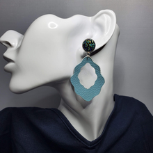 Load image into Gallery viewer, Robin Egg Blue Leather Earrings
