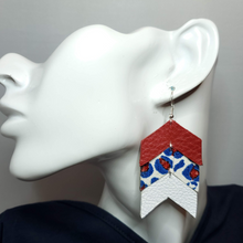 Load image into Gallery viewer, Patriotic Leopard Cork/Leather Earrings
