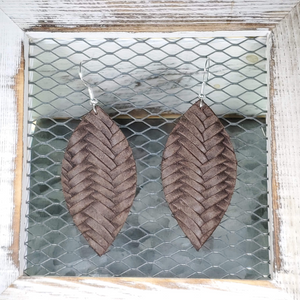 Pecan Braided Leather Earrings