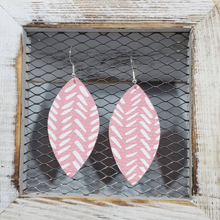 Load image into Gallery viewer, Pink/White Broken Chevron Leather Earrings
