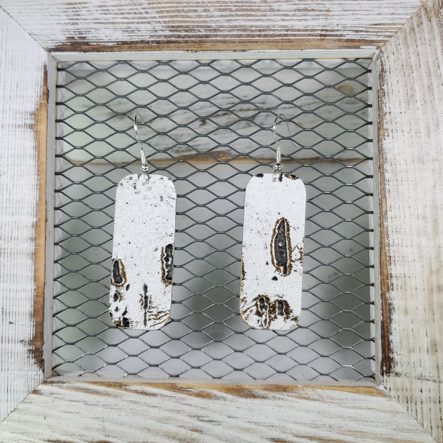 White Wildwood Leather Earrings