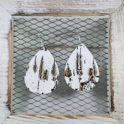 White Wildwood Leather Earrings