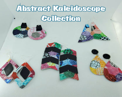 Abstract Kaleidoscope Leather Earring Collection