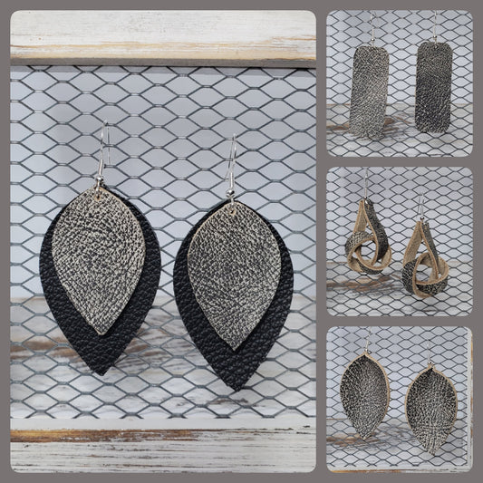 Artisan Charcoal/Tan Leather Earrings