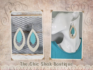 Cream Honeycomb Leather Earrings