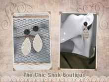 Load image into Gallery viewer, Cream Honeycomb Leather Earrings
