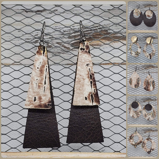 Cream Wildwood Leather Earrings