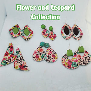 Flower and Leopard Leather Earring Collection
