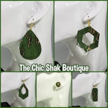 Load image into Gallery viewer, Green Wildwood Leather Earrings
