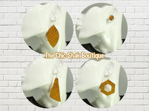 Mustard Saffiano Leather Earrings