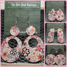 Load image into Gallery viewer, Pink Pansies Leather Earrings
