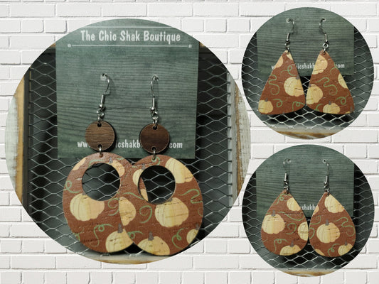 Pumpkin Patch Cork/Leather Earrings