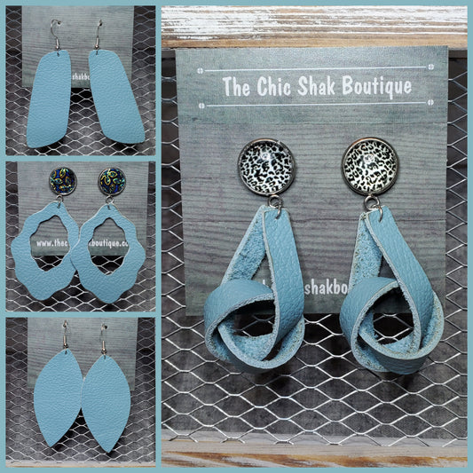 Robin Egg Blue Leather Earrings