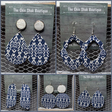 Load image into Gallery viewer, Navy Shibori Boho Leather Earrings
