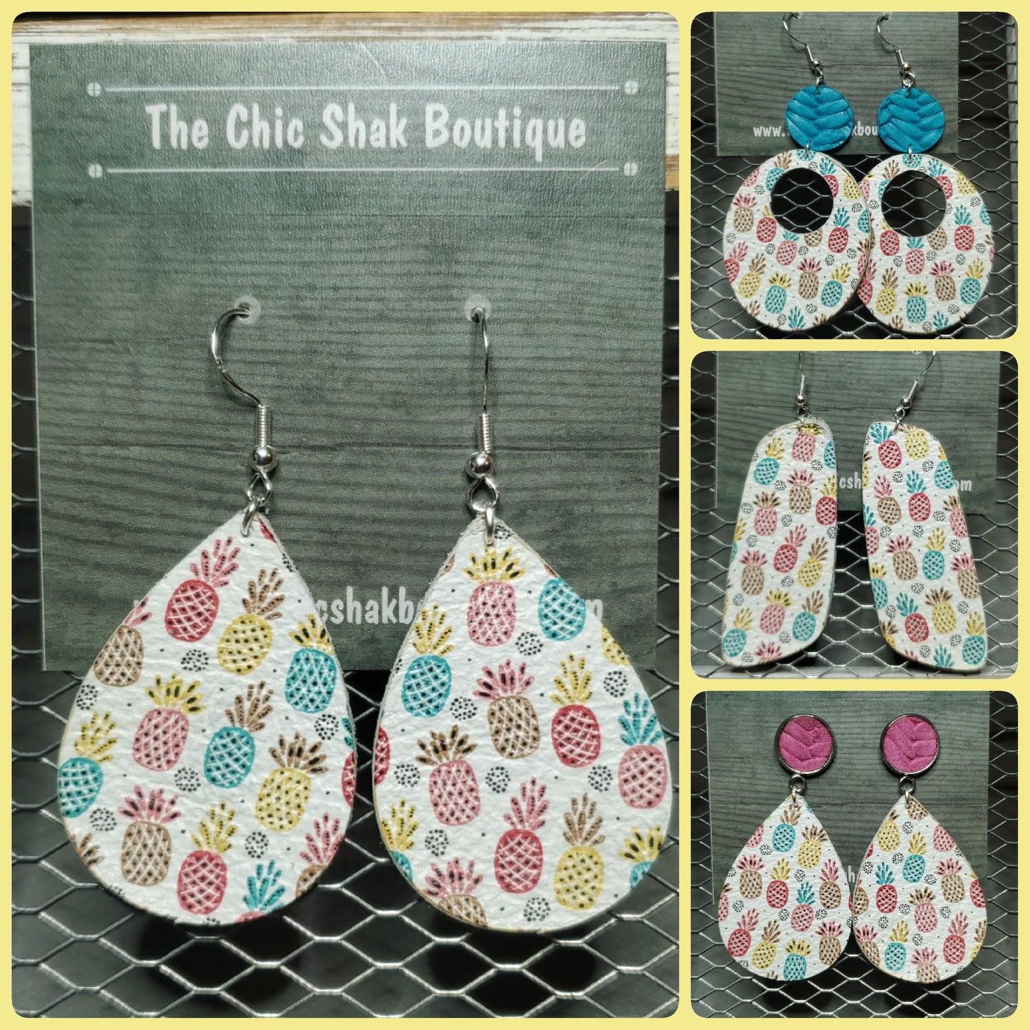 Summer Pineapples Leather Earrings