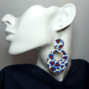 Patriotic Leopard Cork/Leather Earrings