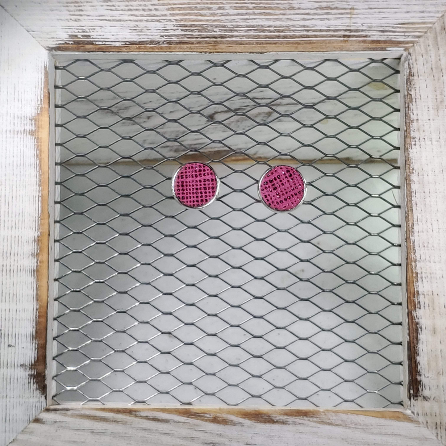 Hot Pink Saffiano Leather Earrings