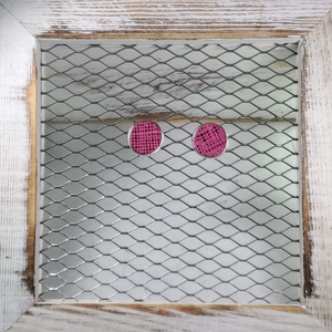 Hot Pink Saffiano Leather Earrings