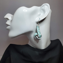 Load image into Gallery viewer, White Dollops on Mint Leather Earrings
