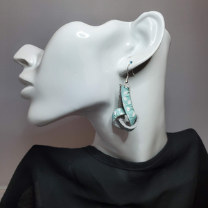 White Dollops on Mint Leather Earrings