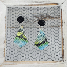 Load image into Gallery viewer, Blue Green Cobra Leather Earrings
