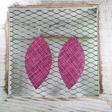 Load image into Gallery viewer, Hot Pink Saffiano Leather Earrings
