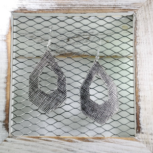 GunMetal Saffiano Leather Earrings