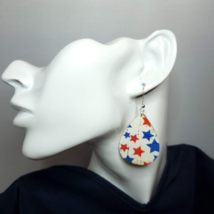 Patriotic Stars Leather Earrings