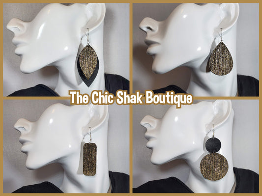 Silver & Gold Leather Earrings